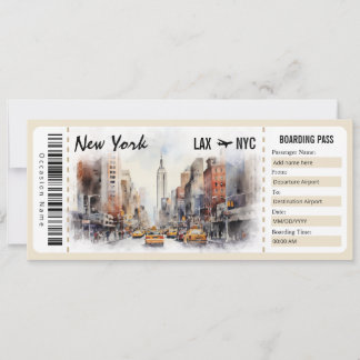 Invitation Certificat cadeau Surprise New York Boarding Pass
