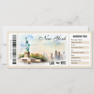 Invitation Certificat cadeau Surprise New York Boarding Pass