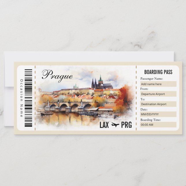Invitation Certificat cadeau Surprise Prague Boarding Pass (Devant)