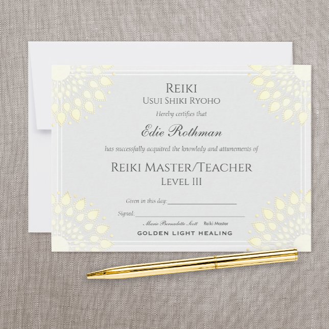 Invitation Certificat d'achèvement de Reiki Master Lotus (Créateur téléchargé)