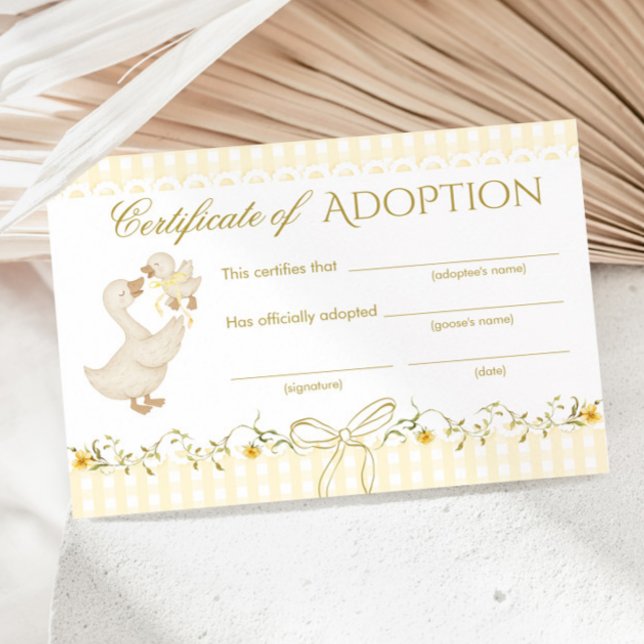 Invitation Certificat d'adoption de l'oie ridicule Genre Neut (Créateur téléchargé)
