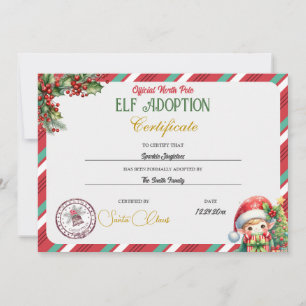 Invitation Certificat d'adoption Elf