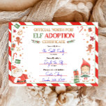 Invitation Certificat d'adoption Elf Adopter un Noël Elf<br><div class="desc">♥ Cette mignonne lettre d'elfe est un complément parfait à votre Noël magique!</div>
