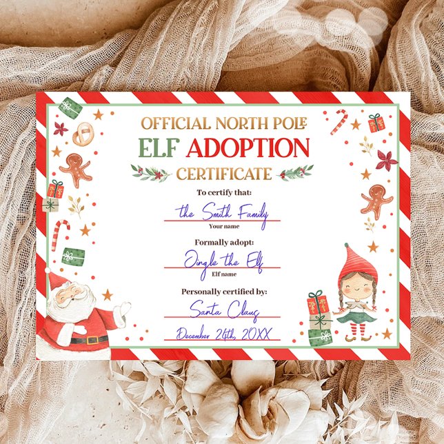 Invitation Certificat d'adoption Elf Adopter un Noël Elf (Créateur téléchargé)