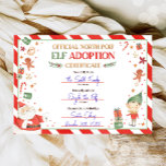 Invitation Certificat d'adoption Elf Adopter un Noël Elf<br><div class="desc">♥ Cette mignonne lettre d'elfe est un complément parfait à votre Noël magique!</div>