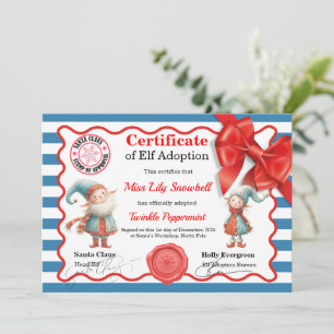 Invitation Certificat d'adoption officiel de lutin du Pôle No