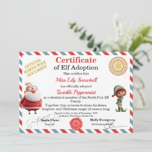 Invitation Certificat d'adoption officiel de lutin du Pôle No