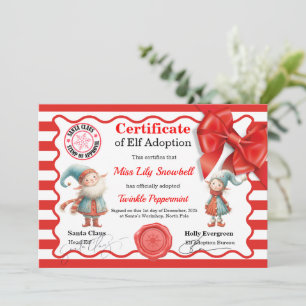 Invitation Certificat d'adoption officiel de lutin du Pôle No