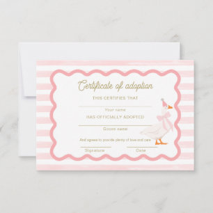 Invitation Certificat d'Adoption pour le 1er Anniversaire de 