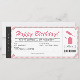 Invitation Certificat de Bon Cadeau Manucure Pédicure Rose