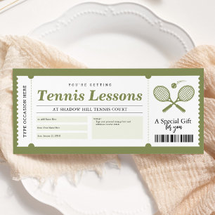 Invitation Certificat de bon cadeau pour leçon de tennis