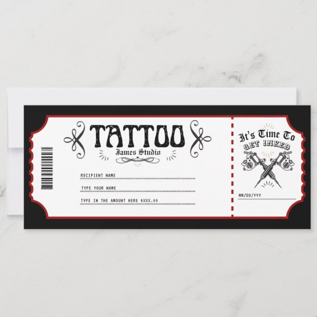 Invitation Certificat de bon de tatouage personnel Billet cad (Devant)
