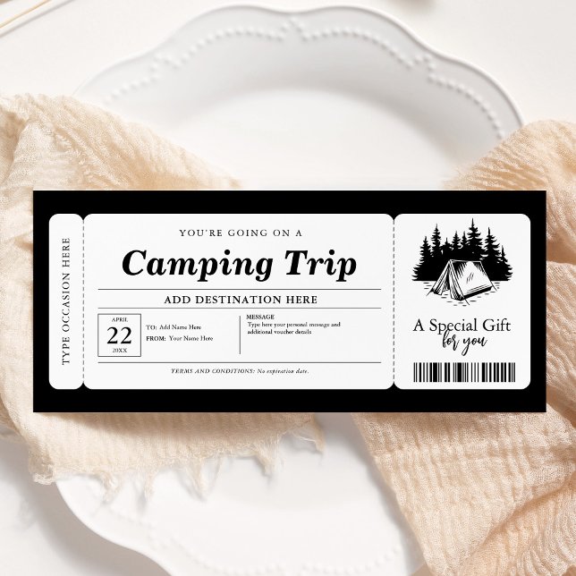 Invitation Certificat de bon de voyage d'été pour camping (Créateur téléchargé)