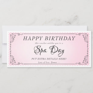 Invitation Certificat de bon rose de massage de jour personna