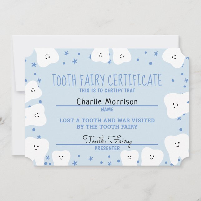 Invitation Certificat de filiation pour les dents Garçon 3 (Devant)