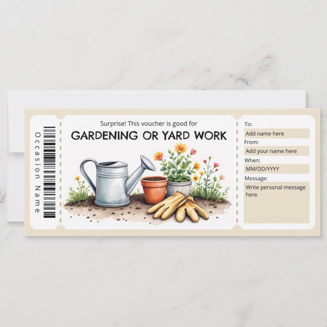 Invitation Certificat de jardinage et de travaux de jardin (Devant)