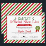 Invitation Certificat de la liste des gentils du Père Noël<br><div class="desc">Profitez de ce certificat imprimable "Liste officielle des gentils du Père Noël" ! C'est le cadeau parfait à glisser dans le bas de n'importe quel enfant sur la liste des gentils du Père Noël cette année. C'est facile pour vous de récompenser le bon comportement de votre enfant et les enfants...</div>