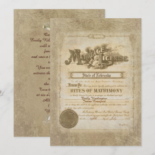 Invitation Certificat de mariage vintage