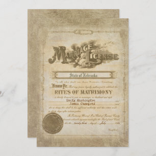Invitation Certificat de mariage vintage