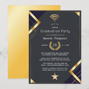 Invitation Certificat de partie virtuelle Black & Gold