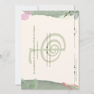Invitation Certificat de premier degré Reiki