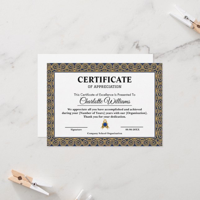 Invitation Certificat de reconnaissance des employés de l'ent (Devant/Arrière en situation)