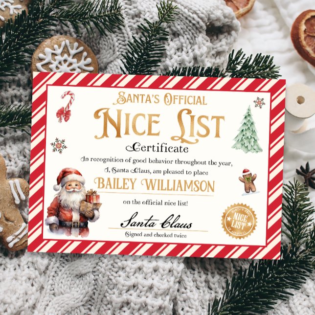 Invitation Certificat Nice de Père Noël approuvé deux fois vé (nice certificate official nice list Santa Claus instant download printable)