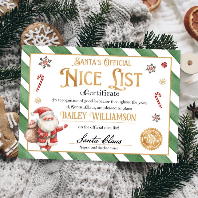 Invitation Certificat Nice de Père Noël approuvé deux fois vé (nice certificate official nice list Santa Claus instant download printable)