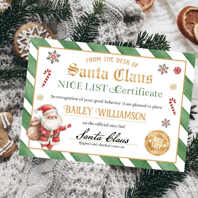 Invitation Certificat Nice de Père Noël Sceau d'approbation (Nice list approved seal of approval authentic Santa Nice List Certificate)