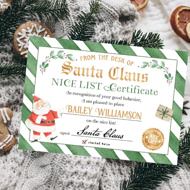 Invitation Certificat Nice de Père Noël Sceau d'approbation (Nice list approved seal of approval authentic Santa Nice List Certificate)