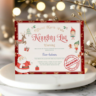 Invitation Certificat officiel de liste de vilaines de père N