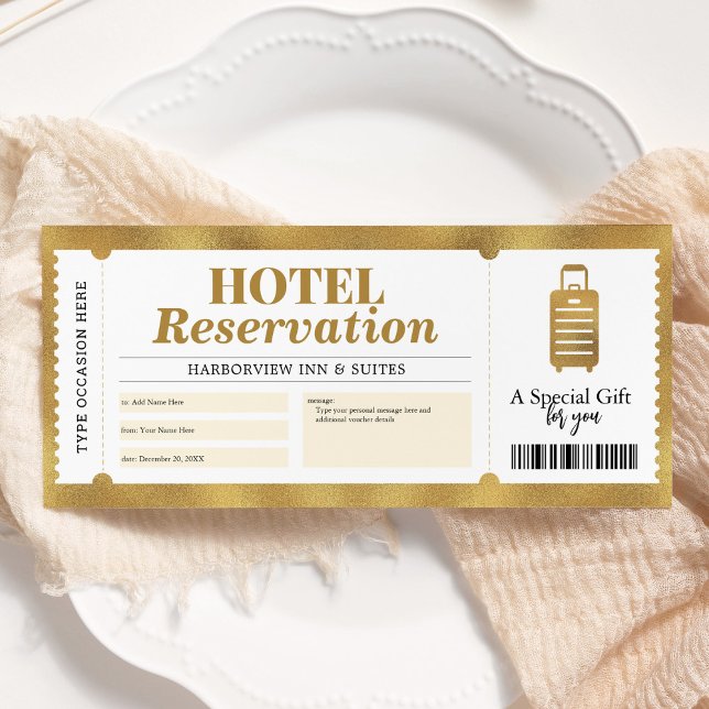 Invitation Certificat séjour de vacances à l'hôtel Or (Créateur téléchargé)