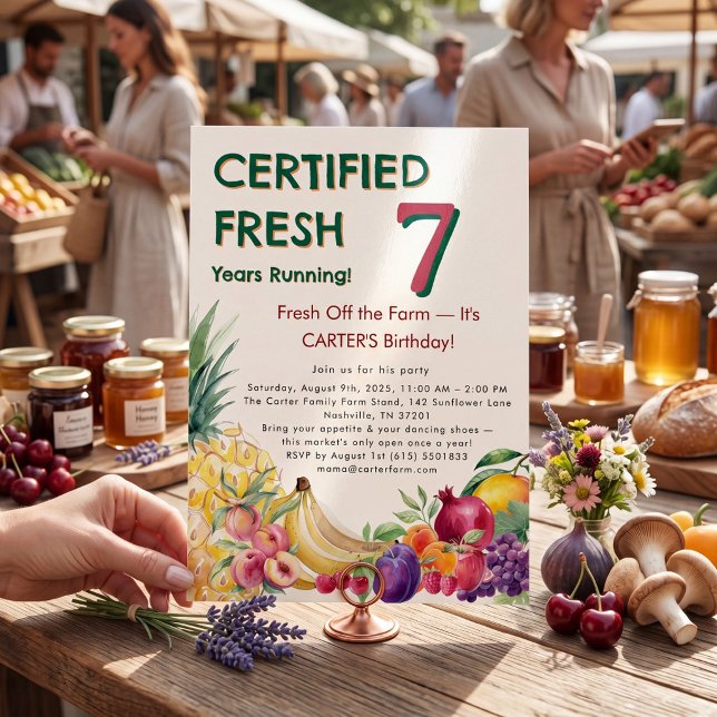 Invitation Certifié Frais 7 Ans d'Affilée Ferme Anniversaire (Créateur téléchargé)