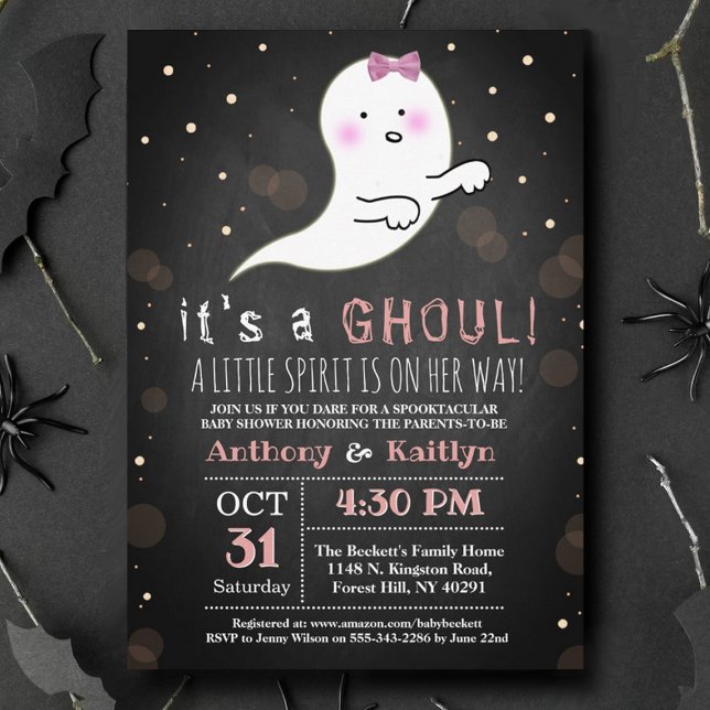 Invitation C'est A Ghoul ! Baby shower d'Halloween Little Spi (Créateur téléchargé)
