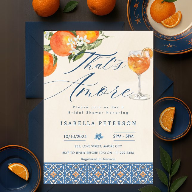 Invitation C'est Amore Aperol Spritz Fête des mariées italien (That's Amore Aperol Spritz Italian Bridal Shower Invitation)