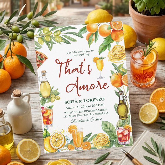 Invitation C'est Amore Cocktail de Citron Italien de Mariage  (Créateur téléchargé)