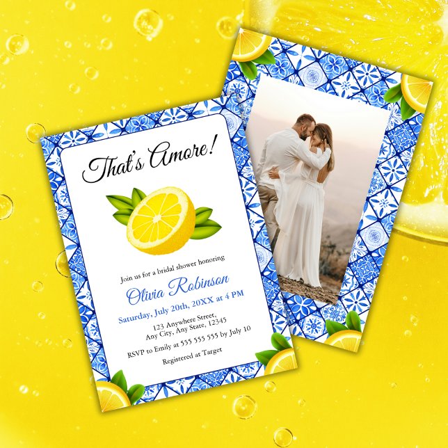 Invitation C'est Amore | Fête des mariées photo au citron ita (That's Amore | Italian Lemon Photo Bridal Shower Invitation )