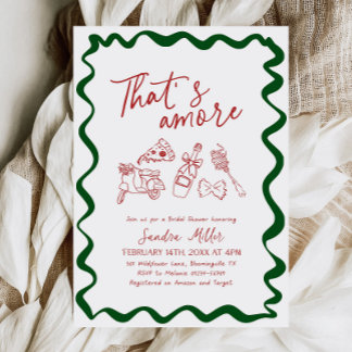 Invitation C'est Amore Hand Drawn Fête des mariées italienne