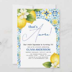 Invitation C'est Amore Italien Citron Carrelage Bleu Annivers