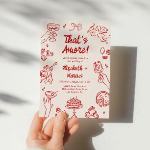 Invitation C'est Amore ! Mariage italien rouge