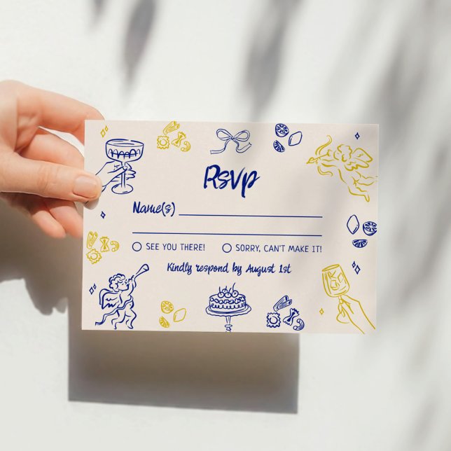 Invitation C'est Amore ! RSVP italien bleu et jaune (Créateur téléchargé)
