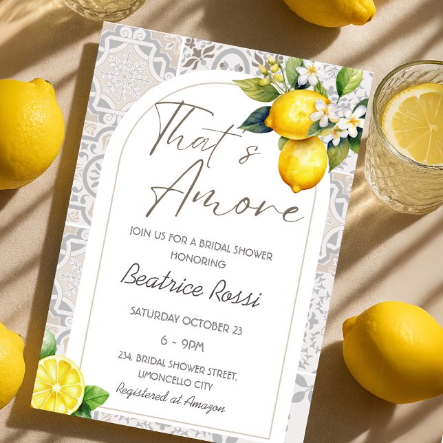 Invitation C'est Amore Spritz Fête des mariées de carreaux it (That's Amore Spritz Italian Tiles Bridal Shower Invitation)