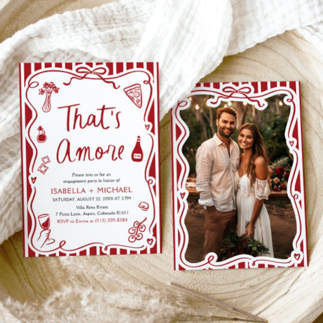 Invitation C'est Amore Whimsical Italian Engagement Party (Watercolor That's Amore Whimsical Italian Engagement Party Invitation)