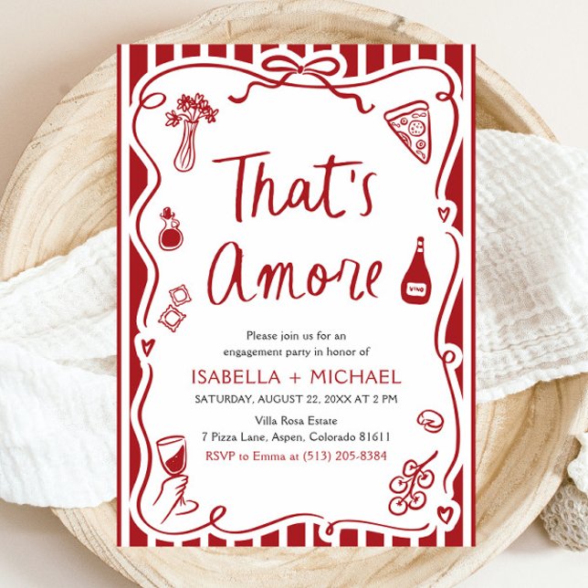 Invitation C'est Amore Whimsical Italian Engagement Party (Watercolor That's Amore Whimsical Italian Engagement Party Invitation)