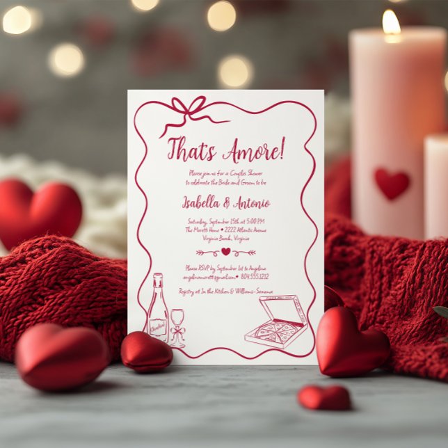 Invitation C'est Amore Whimsical Main Drawn Couples Douche (That's Amore Couples Shower Invitation )