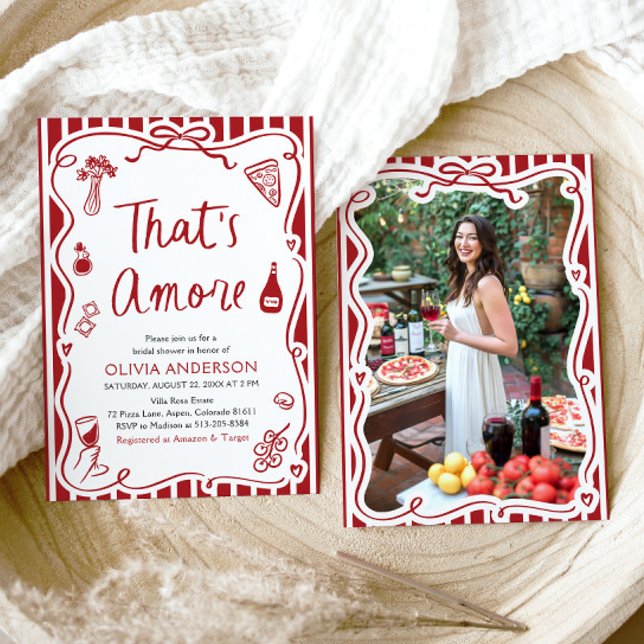 Invitation C'est Amore Whimsical Pizza italienne Fête des mar (Watercolor That's Amore Whimsical Italian Pizza Bridal Shower Invitation)