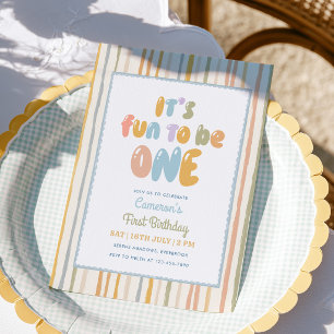 Invitation C'est amusant d'être une rayure pastel pour un 1er