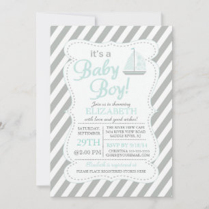 Invitation C'est Baby Boy Sailboat Nautical
