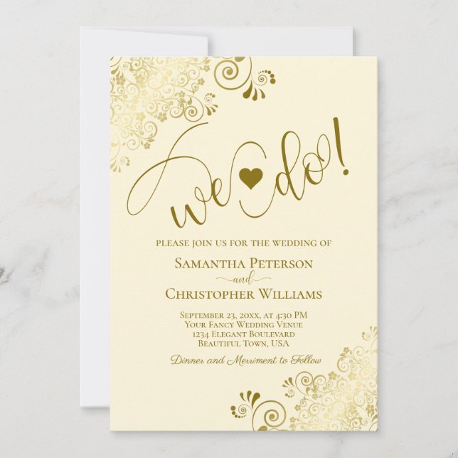 Invitation C'Est Ce Que Nous Faisons ! Elegant Gold & Cream a (Devant)