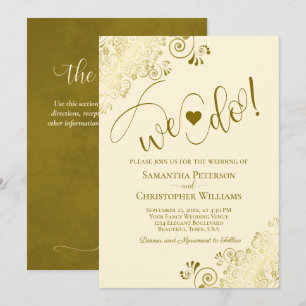 Invitation C'Est Ce Que Nous Faisons ! Elegant Gold & Cream a